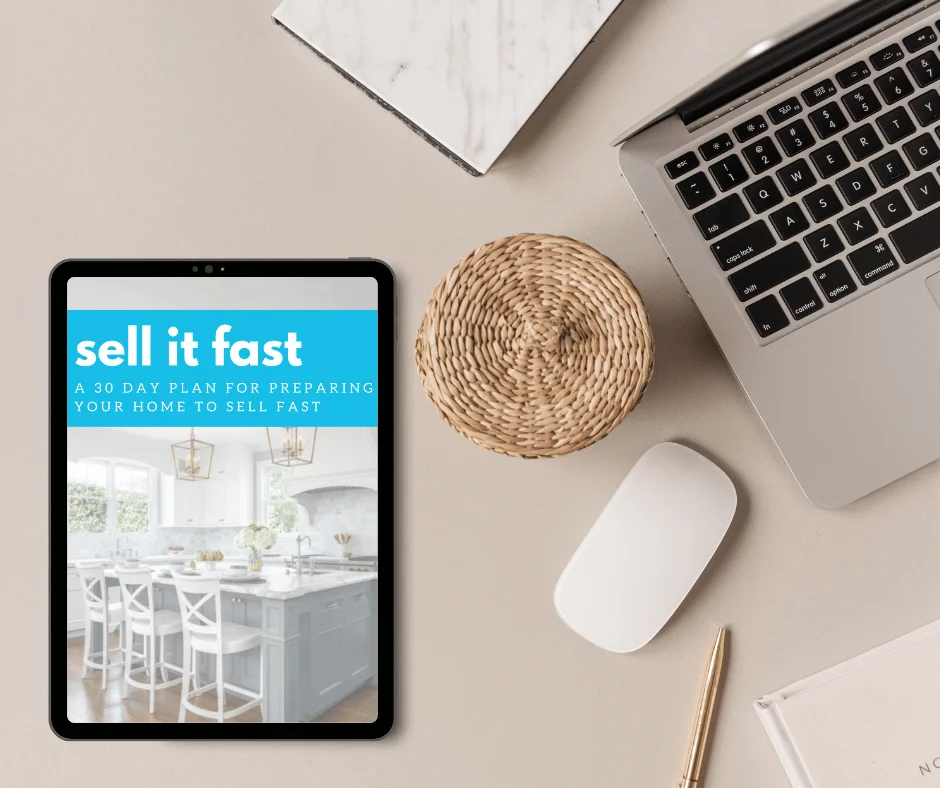 Sell It Fast home preparation guide on a tablet beside a laptop