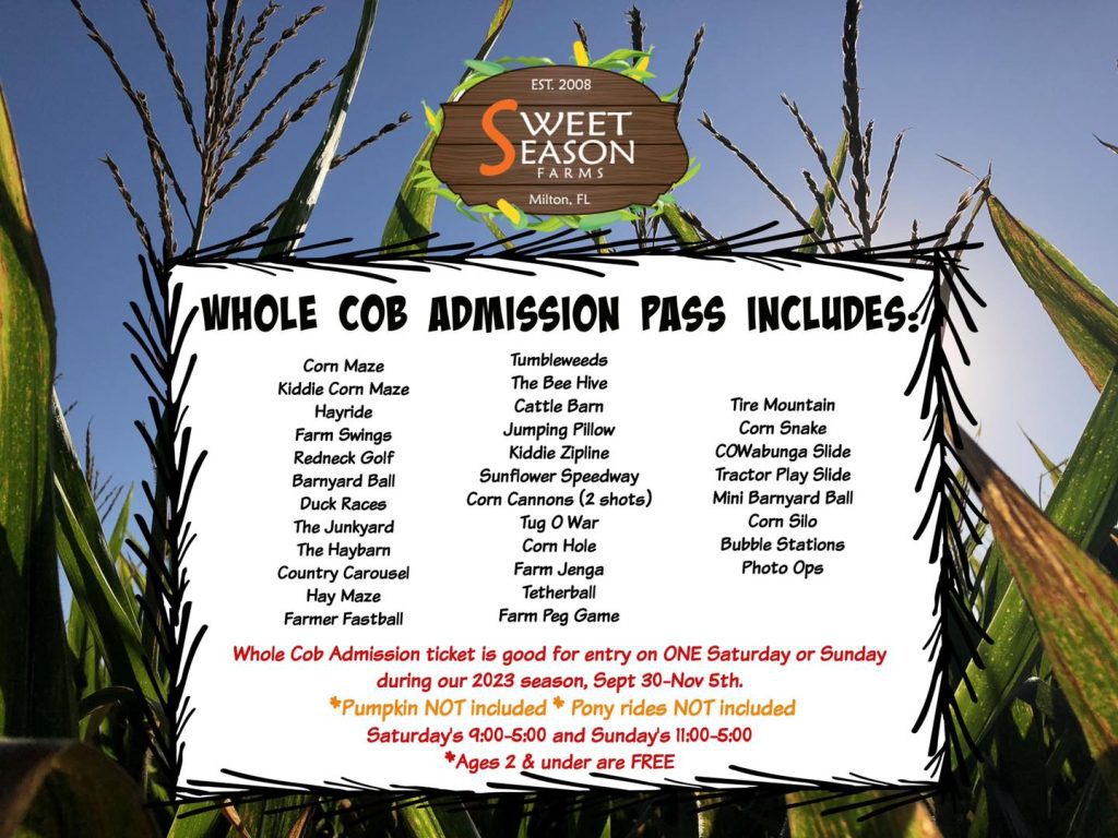 Whole Cob Admission Pass at Sweet Seasons Farms Pumpkin Patch