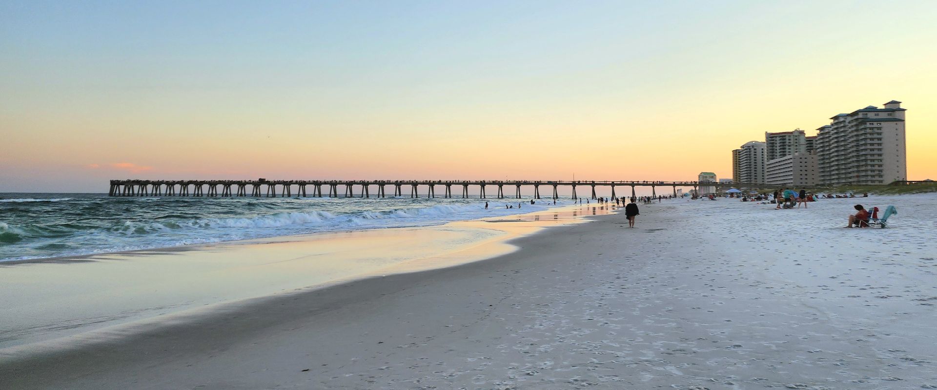navarre beach pier at sunset